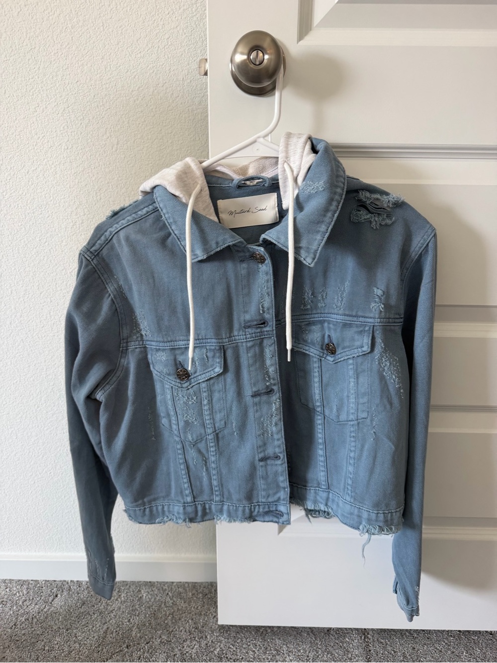 Mustard Seed Light Blue Denim Hooded Jacket